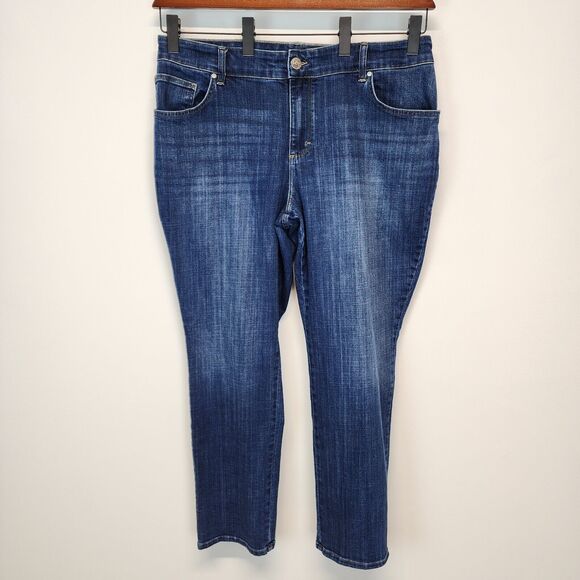 Lee Plus Relaxed Fit Straight Leg Jeans Size 18W Blue Mid Rise Blue Distressed - Picture 1 of 15